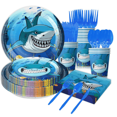 Hot shark themed children birthday party dinnerware set 