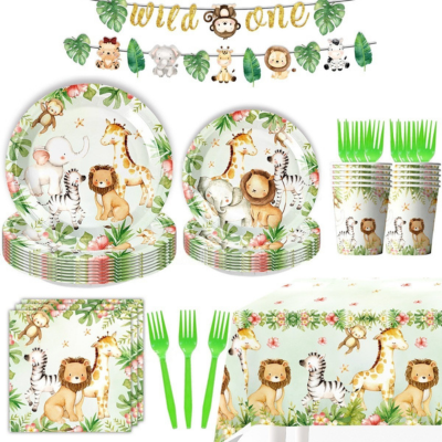 Safari birthday baby shower disposable tableware decoration
