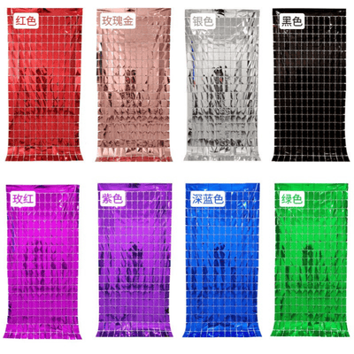 Sequin backdrop square foil fringe curtains rain silk door