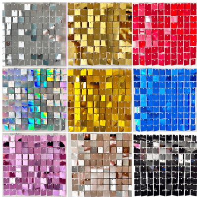  PET pneumatic plate shimmer mirror silk sequin wall panel