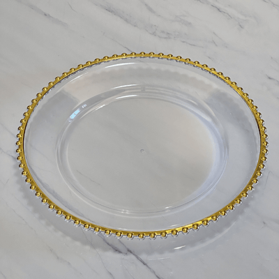 13inch Round Plastic Classic Gold Beaded Charger Plates